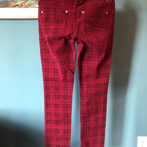Women’s plaid maroon and black jeans size 7 low rise - Picture 3 of 3